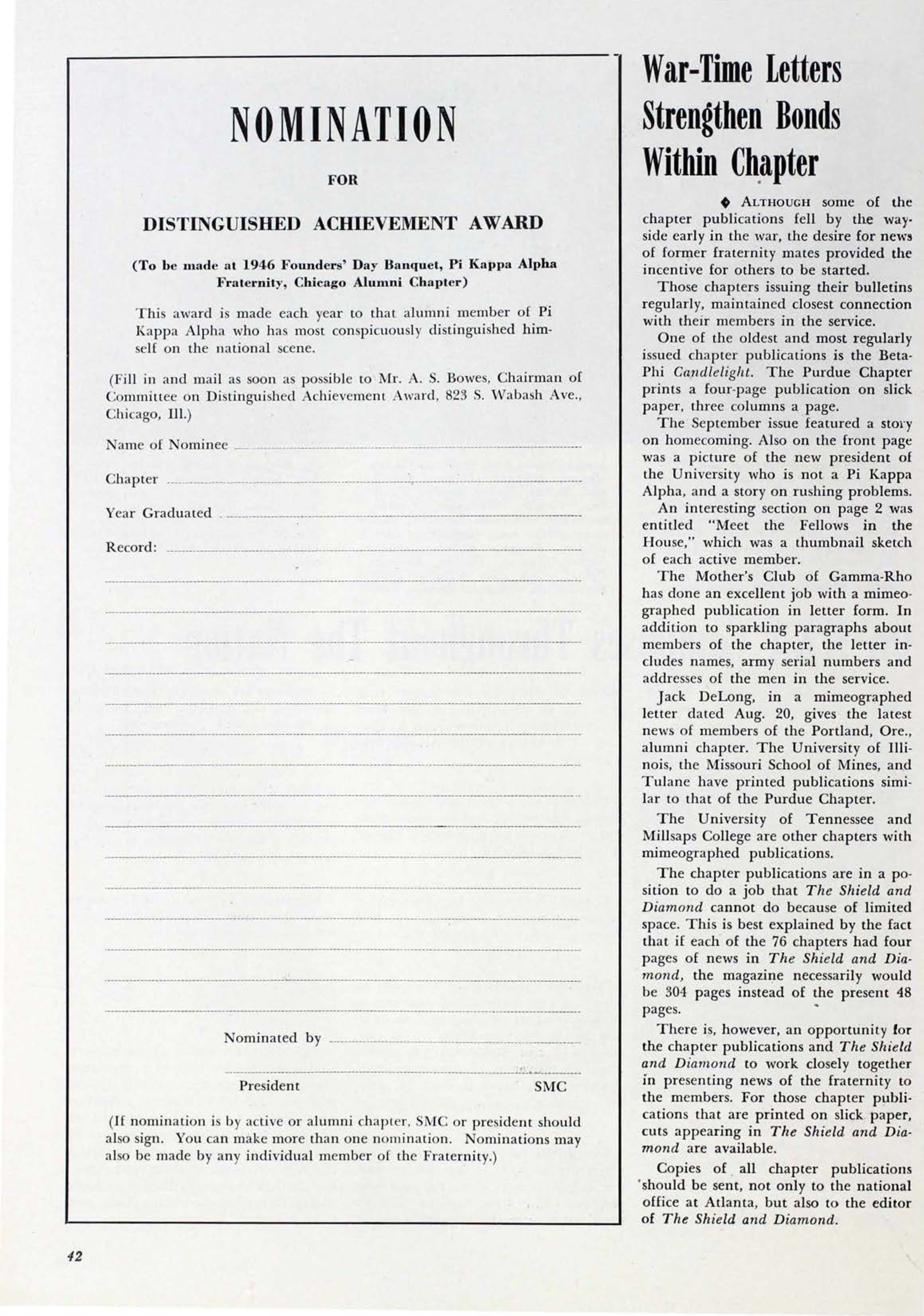 Nomination for Distinguished Achievement Award